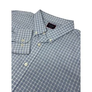 UNTUCKit Shirt Men’s XXXL Blue Cotton Check Dress Button Adult 3XL